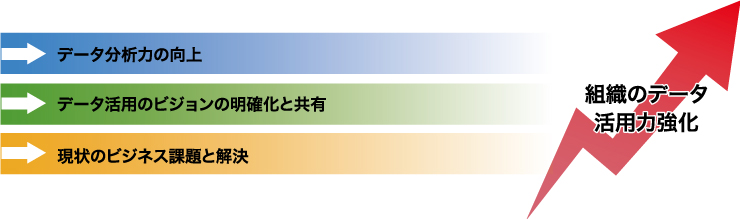 データ分析力の向上 データ活用のビジョンの明確化と共有 現状のビジネス課題と解決 組織のデータ活用力強化